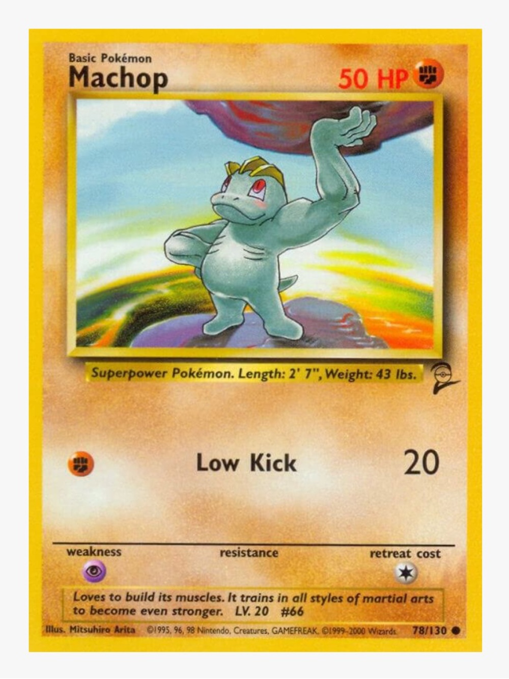 Machop Base Set 2 Pokemon Trading Card